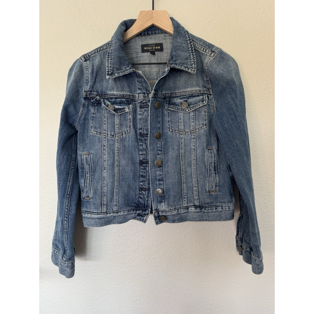 J. Crew Indigo Denim Jacket Women's Small Blue Jean Button Up With Pockets